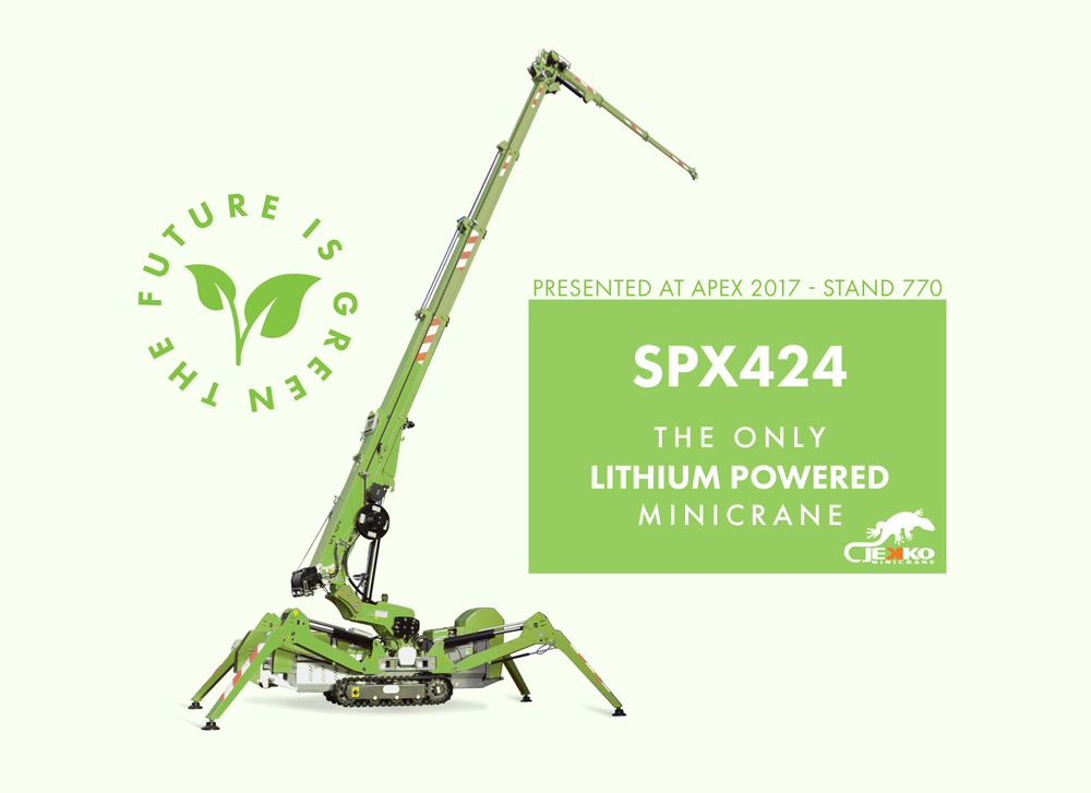 Lithium powered SPX424 at APEX 2017 - Jekko Cranes